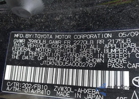 2010 Toyota Prius Ii from USA, damaged, VIN JTDKN3DU5A0002787